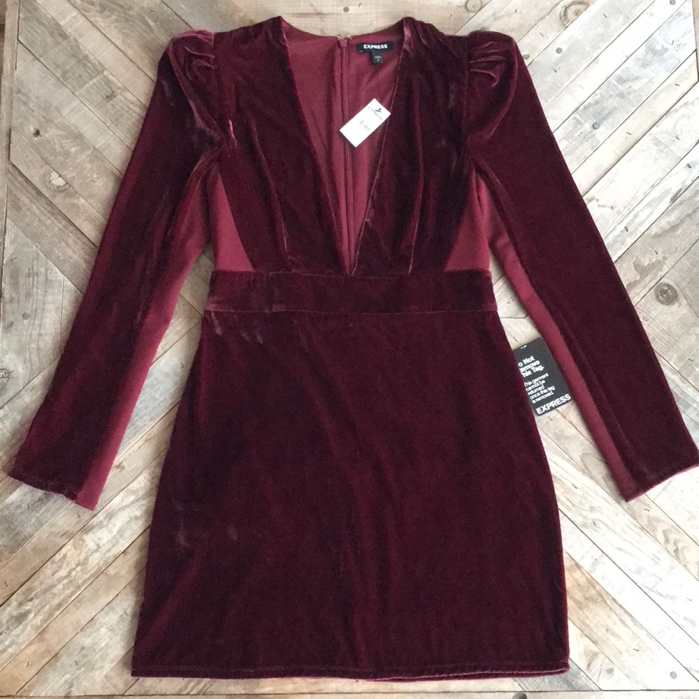 EXPRESS plunging neckline velvet dress